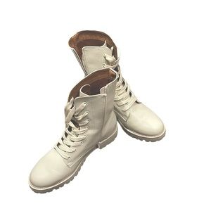 A New Day Women's Saylor Lace-Up Combat Boots Cream sz 12